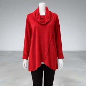 Notations Vibrant Red Cowl Neck Sweater